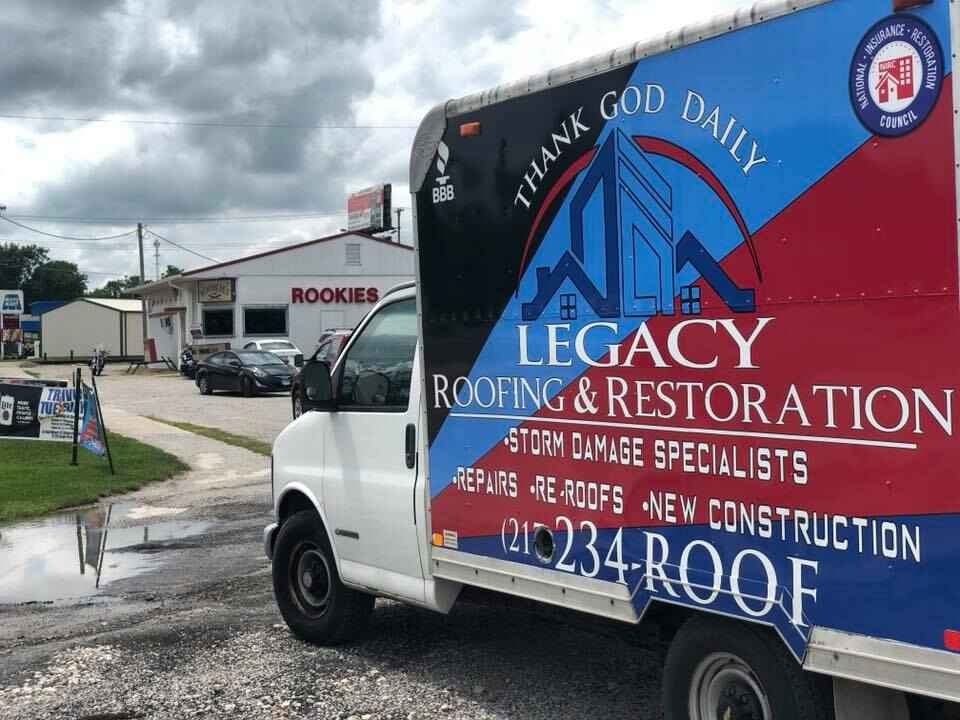 Legacy Roofing & Solar roofing company truck