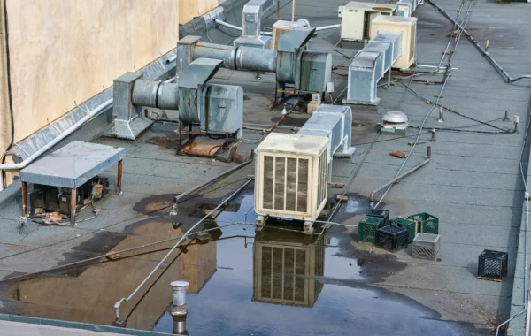 Pooling water on commercial roof