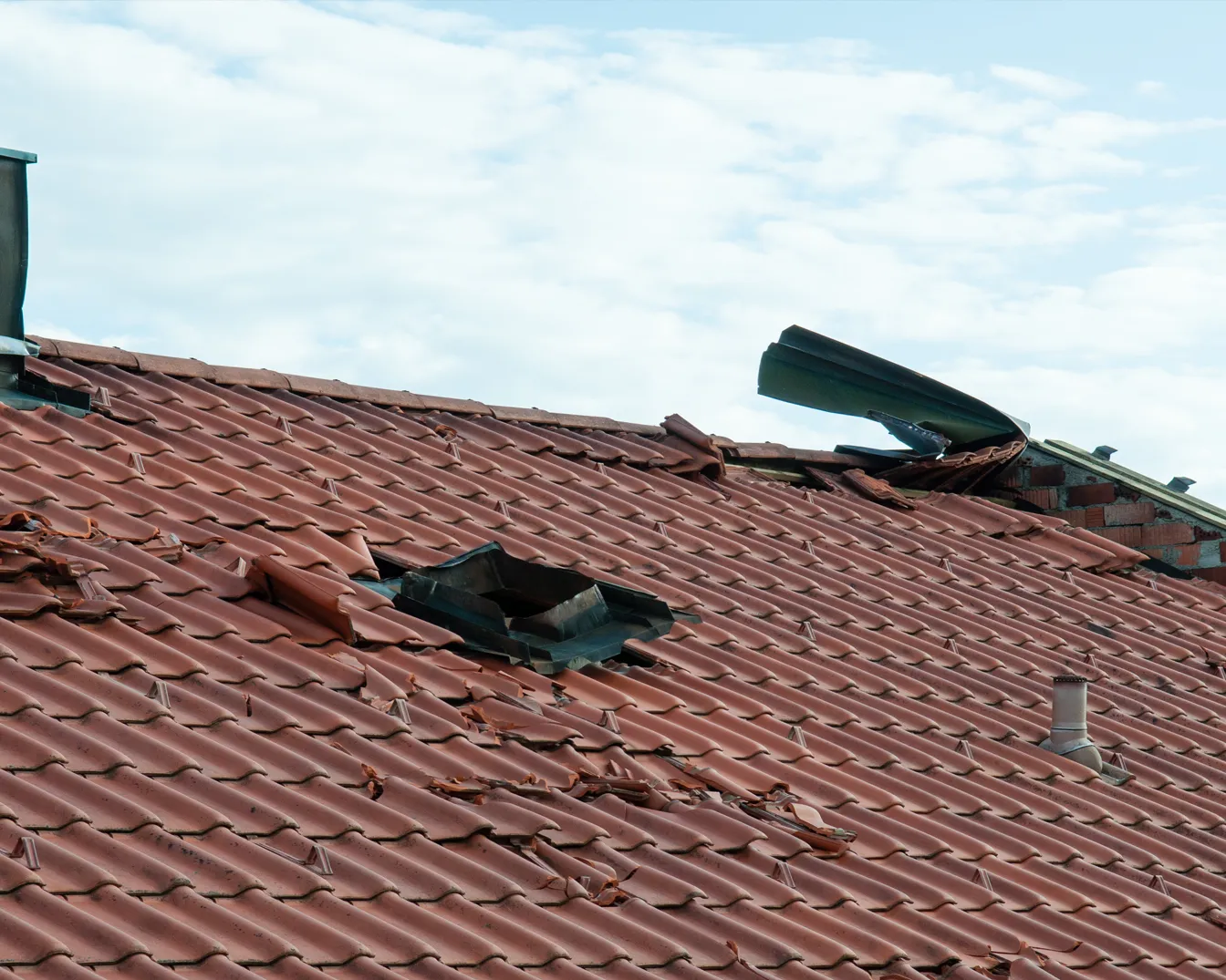 Damaged residential roof